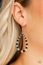 Load image into Gallery viewer, Paparazzi Gala Go-Getter - Black Beads - White Rhinestones - Teardrop Earrings - $5 Jewelry With Ashley Swint
