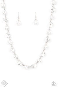 Paparazzi Go-Getter Gleam - White Pearls, Rhinestones - Necklace & Earrings - Trend Blend / Fashion Fix Exclusive January 2021 - $5 Jewelry with Ashley Swint