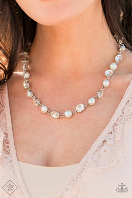 Paparazzi Go-Getter Gleam - White Pearls, Rhinestones - Necklace & Earrings - Trend Blend / Fashion Fix Exclusive January 2021 - $5 Jewelry with Ashley Swint