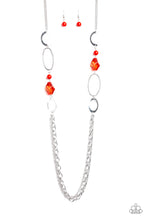 Load image into Gallery viewer, Paparazzi Jewel Jubilee - Red Crystal Beads - Silver Chains Necklace and matching Earrings - $5 Jewelry With Ashley Swint