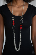 Load image into Gallery viewer, Paparazzi Jewel Jubilee - Red Crystal Beads - Silver Chains Necklace and matching Earrings - $5 Jewelry With Ashley Swint