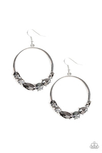 Paparazzi Legendary Luminescence - Silver - Smoky Rhinestones - Silver Hoop Earrings - $5 Jewelry With Ashley Swint