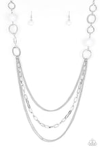 Load image into Gallery viewer, Paparazzi Margarita Masquerades - White Faceted Beads - Silver Hoop Necklace and matching Earrings - $5 Jewelry With Ashley Swint