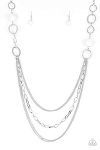 Paparazzi Margarita Masquerades - White - Necklace & Earrings - $5 Jewelry with Ashley Swint