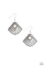 Load image into Gallery viewer, Paparazzi Mountain Mesa - White Stone - Silver Fans - Earrings - $5 Jewelry With Ashley Swint