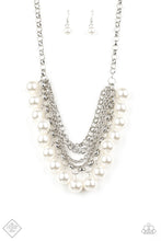 Load image into Gallery viewer, Paparazzi One-Way WALL STREET White Pearls - Silver Chains Necklace - Fashion Fix Exclusive September 2019 - $5 Jewelry With Ashley Swint
