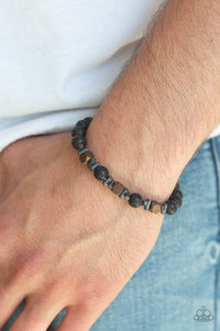 Paparazzi Rejuvenated - Copper Cube Beads - Black Lava Rock - Stretchy Band Bracelet - $5 Jewelry With Ashley Swint