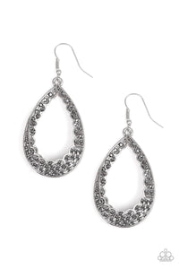 Paparazzi   Royal Treatment - Silver Teardrop - Hematite Rhinestones - Earrings - $5 Jewelry With Ashley Swint