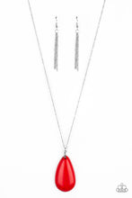 Load image into Gallery viewer, Paparazzi Stone River - Red - Teardrop Pendant - Silver Necklace &amp; Earrings - $5 Jewelry With Ashley Swint