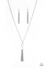 Load image into Gallery viewer, Paparazzi Tassel Tease - White Bead - Silver Necklace &amp; Earrings - $5 Jewelry With Ashley Swint