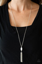 Load image into Gallery viewer, Paparazzi Tassel Tease - White Bead - Silver Necklace &amp; Earrings - $5 Jewelry With Ashley Swint