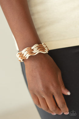 Paparazzi WEAVE High and Dry - Brown - and White Braid - Sliding Knot Bracelet - $5 Jewelry with Ashley Swint