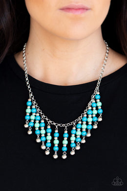 Paparazzi Your SUNDAES Best - Blue - Green and Silver Beads - Necklace & Earrings - $5 Jewelry with Ashley Swint
