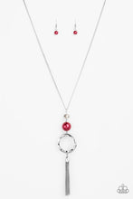 Load image into Gallery viewer, Paparazzi Bold Balancing Act - Red Pearly Bead - Silver Chain Necklace &amp; Earrings - $5 Jewelry With Ashley Swint