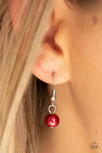Load image into Gallery viewer, Paparazzi Bold Balancing Act - Red Pearly Bead - Silver Chain Necklace &amp; Earrings - $5 Jewelry With Ashley Swint
