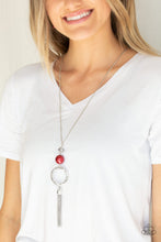 Load image into Gallery viewer, Paparazzi Bold Balancing Act - Red Pearly Bead - Silver Chain Necklace &amp; Earrings - $5 Jewelry With Ashley Swint