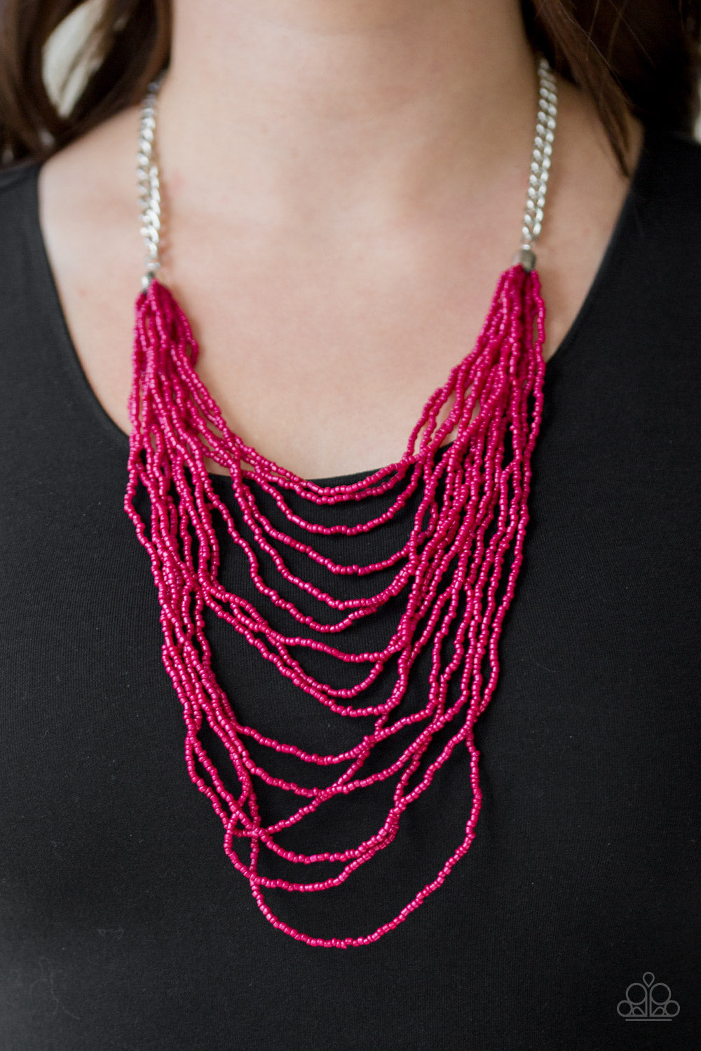 Paparazzi Bora Bombora - Pink Seed Beads - Necklace and matching Earrings - $5 Jewelry With Ashley Swint