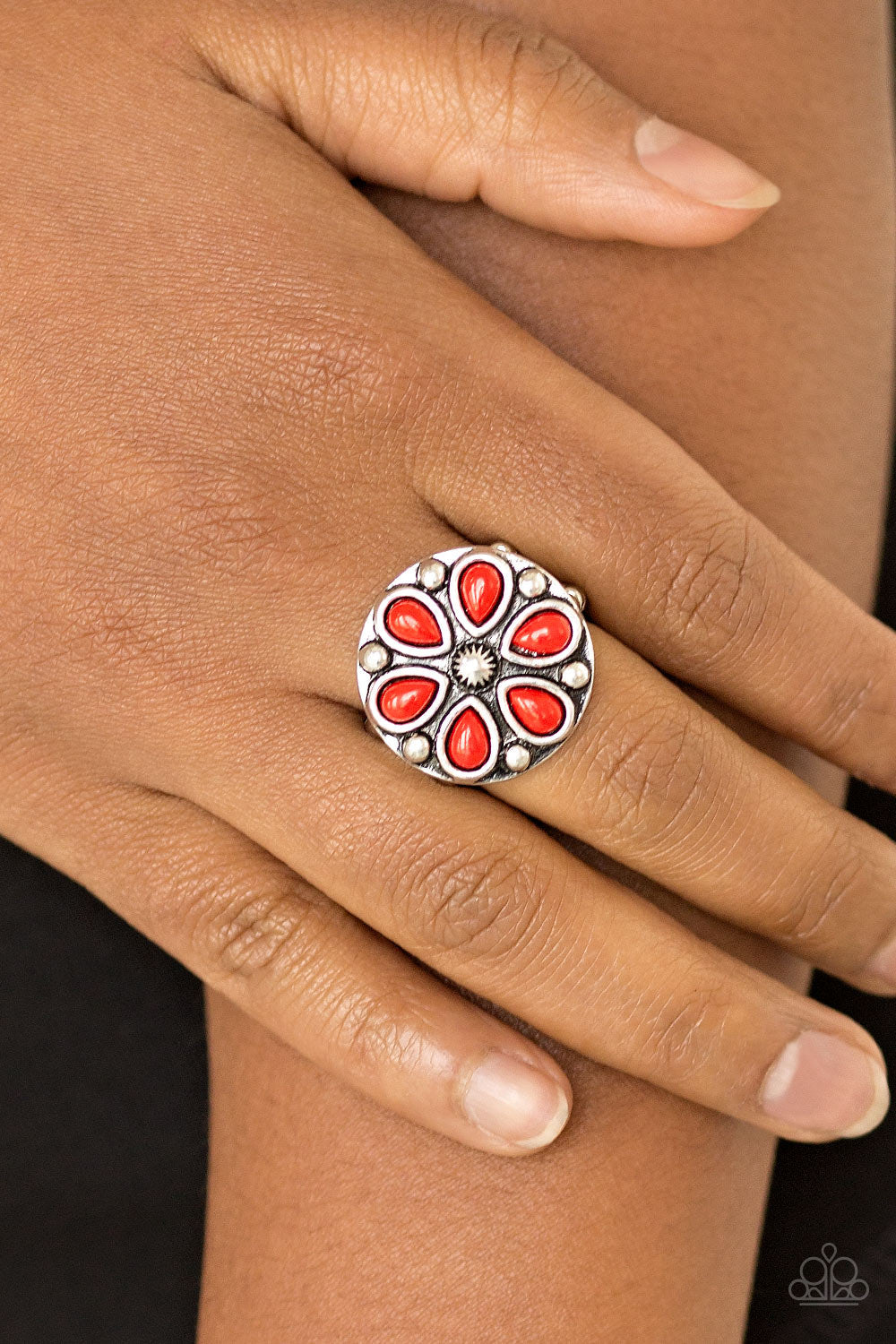 Paparazzi Color Me Calla Lily - Red Beads - Flower Ring - $5 Jewelry With Ashley Swint