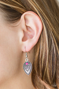 Paparazzi Distance PASTURE - Pink - Earrings - $5 Jewelry With Ashley Swint