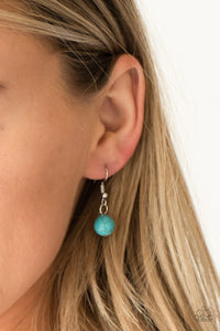 Paparazzi Full Frontier - Blue - Turquoise Stone Teardrop - Silver Ornate Necklace & Earrings - $5 Jewelry With Ashley Swint