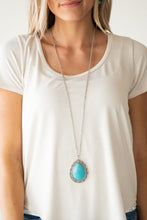 Load image into Gallery viewer, Paparazzi Full Frontier - Blue - Turquoise Stone Teardrop - Silver Ornate Necklace &amp; Earrings - $5 Jewelry With Ashley Swint