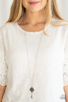 Paparazzi Got It On Lock - Silver Rhinestone - Necklace & Earrings - $5 Jewelry With Ashley Swint