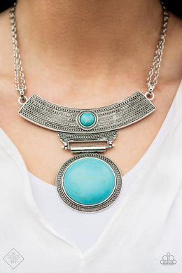 Paparazzi Lasting EMPRESS-ions - Blue Turquoise Stone - Necklace and matching Earrings - Fashion Fix / Trend Blend March 2019 - $5 Jewelry With Ashley Swint