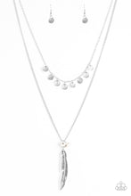 Load image into Gallery viewer, Paparazzi Mojave Musical - White Rocks - Silver Feather Pendant - Necklace &amp; Earrings - $5 Jewelry With Ashley Swint