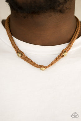 Paparazzi Mountain Mogul - Brass Beads - Brown Cording - Urban Necklace - $5 Jewelry With Ashley Swint
