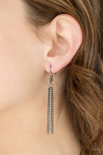 Load image into Gallery viewer, Paparazzi Retro Edge - Black - Gunmetal and Silver Chains - Hematite Rhinestones - Necklace &amp; Earrings - $5 Jewelry With Ashley Swint