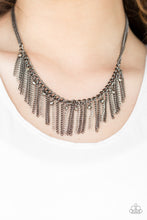 Load image into Gallery viewer, Paparazzi Retro Edge - Black - Gunmetal and Silver Chains - Hematite Rhinestones - Necklace &amp; Earrings - $5 Jewelry With Ashley Swint