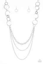 Load image into Gallery viewer, Paparazzi RING Down The House - Silver - Shimmery Textured Hoops - Necklace and matching Earrings - $5 Jewelry With Ashley Swint