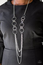 Load image into Gallery viewer, Paparazzi RING Down The House - Silver - Shimmery Textured Hoops - Necklace and matching Earrings - $5 Jewelry With Ashley Swint