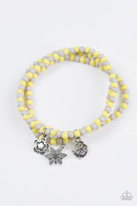 Paparazzi Rooftop Gardens - Yellow - Gray Beads - Set of 3 Stretchy Band Bracelets - $5 Jewelry With Ashley Swint