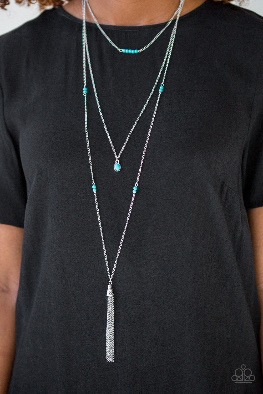 Paparazzi SANDSTONE Castles - Blue - Turquoise Stones - Necklace & Earrings - $5 Jewelry With Ashley Swint