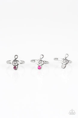 Paparazzi Starlet Shimmer Girls Rings Set of 10 - Music Notes - Red, Pink, White & Blue Rhinestones - $5 Jewelry With Ashley Swint