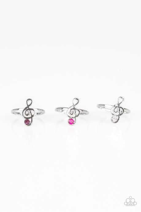 Paparazzi Starlet Shimmer Girls Rings Set of 10 - Music Notes - Red, Pink, White & Blue Rhinestones - $5 Jewelry With Ashley Swint