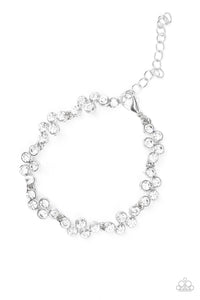 Paparazzi Still GLOWING Strong - White Rhinestones - Silver Glittery GORGEOUS - Timeless Bracelet - $5 Jewelry With Ashley Swint