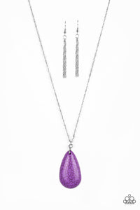 Paparazzi Stone River - Purple Stone - Silver Necklace and matching Earrings - $5 Jewelry With Ashley Swint