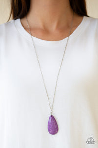 Paparazzi Stone River - Purple Stone - Silver Necklace and matching Earrings - $5 Jewelry With Ashley Swint