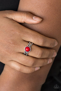 Paparazzi TREK and Field - Red Bead - Silver Ring - $5 Jewelry With Ashley Swint