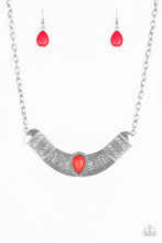 Load image into Gallery viewer, Paparazzi Very Venturous - Red - Floral and Tribal Inspired Shimmer Silver Necklace - $5 Jewelry With Ashley Swint