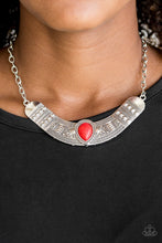 Load image into Gallery viewer, Paparazzi Very Venturous - Red - Floral and Tribal Inspired Shimmer Silver Necklace - $5 Jewelry With Ashley Swint