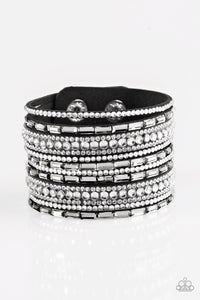 Paparazzi Wham Bam Glam - Black - White & Smoky Rhinestones - Wrap Bracelet - $5 Jewelry With Ashley Swint