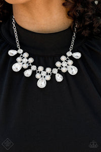 Paparazzi Demurely Debutante - White Rhinestones & Pearls - Necklace & Earrings - $5 Jewelry with Ashley Swint