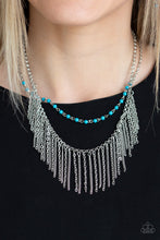 Load image into Gallery viewer, Paparazzi Fierce In Fringe - Blue - Silver Necklace and matching Earrings - $5 Jewelry With Ashley Swint