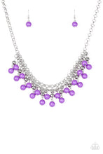Load image into Gallery viewer, Paparazzi Friday Night Fringe - Purple Beads - Silver Necklace and matching Earrings - $5 Jewelry With Ashley Swint