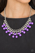 Load image into Gallery viewer, Paparazzi Friday Night Fringe - Purple Beads - Silver Necklace and matching Earrings - $5 Jewelry With Ashley Swint