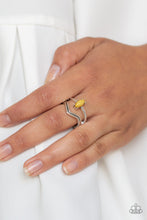 Load image into Gallery viewer, Paparazzi Panama Peak - Yellow Oval Bead - Silver Ring - $5 Jewelry With Ashley Swint