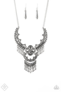 Paparazzi Rogue Vogue Silver - Necklace and matching Earrings - June 2019 Trend Blend Fashion Fix Exclusive - $5 Jewelry With Ashley Swint